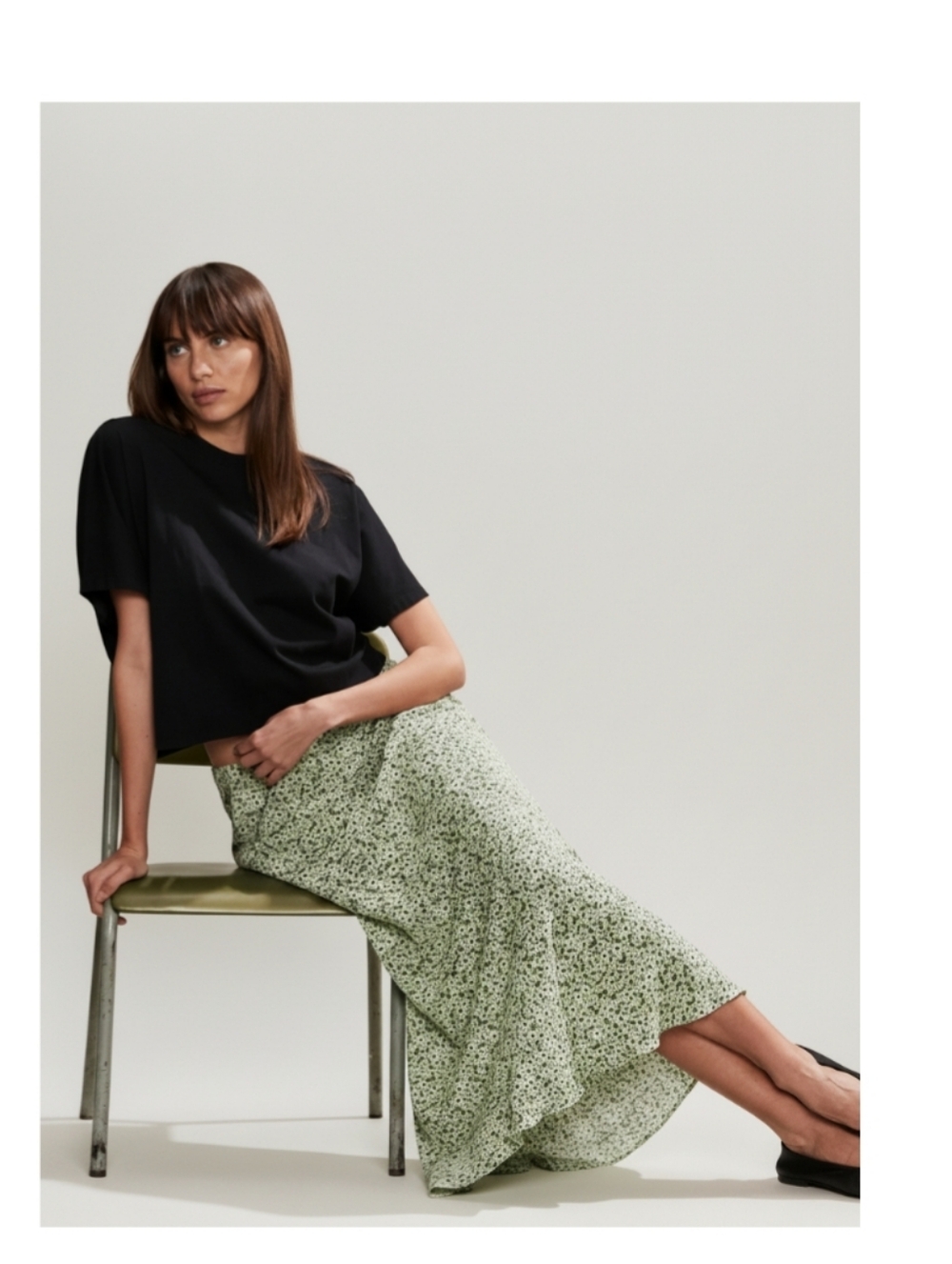 Floral Fit & Flare Green & White Midi Vcay Large